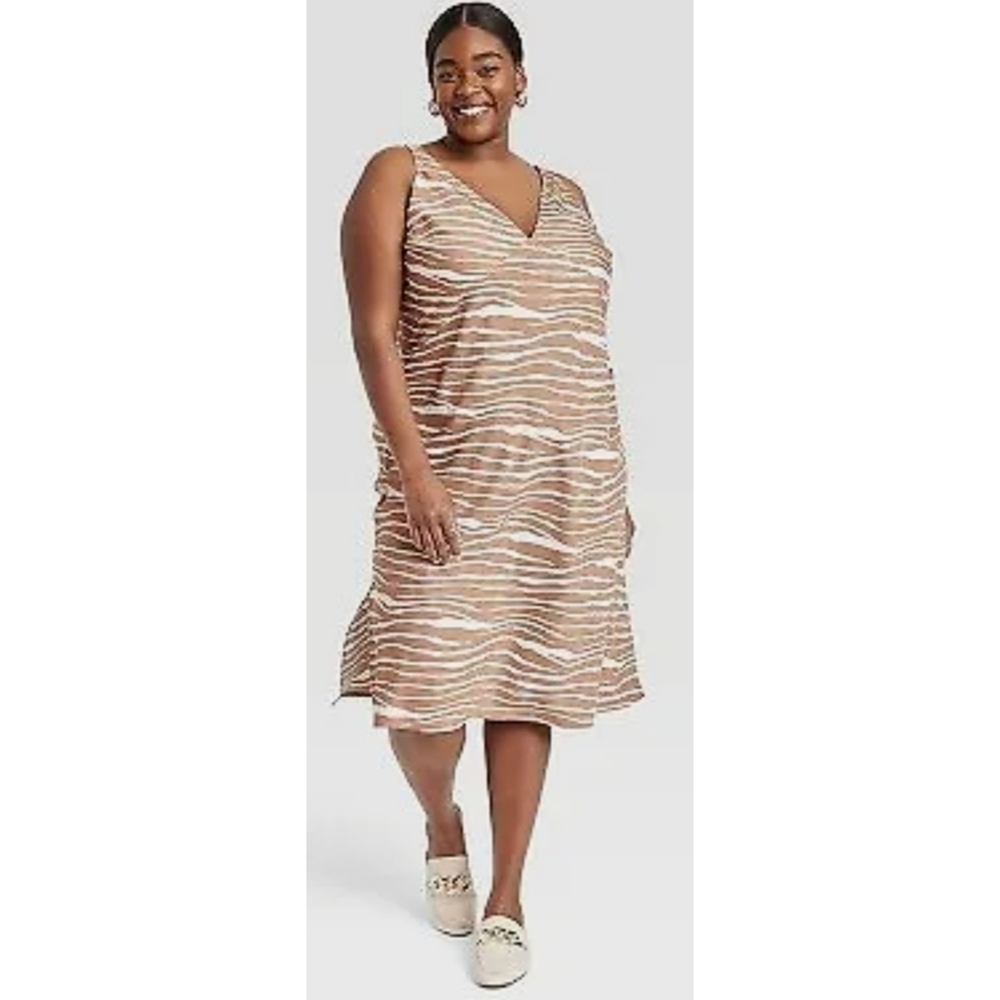 A New Day Brown Zebra Striped Slip Dress